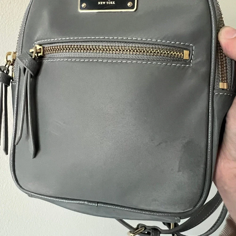 Kate‎ Spade New York Gray Nylon Mini Backpack Bag Travel Purse